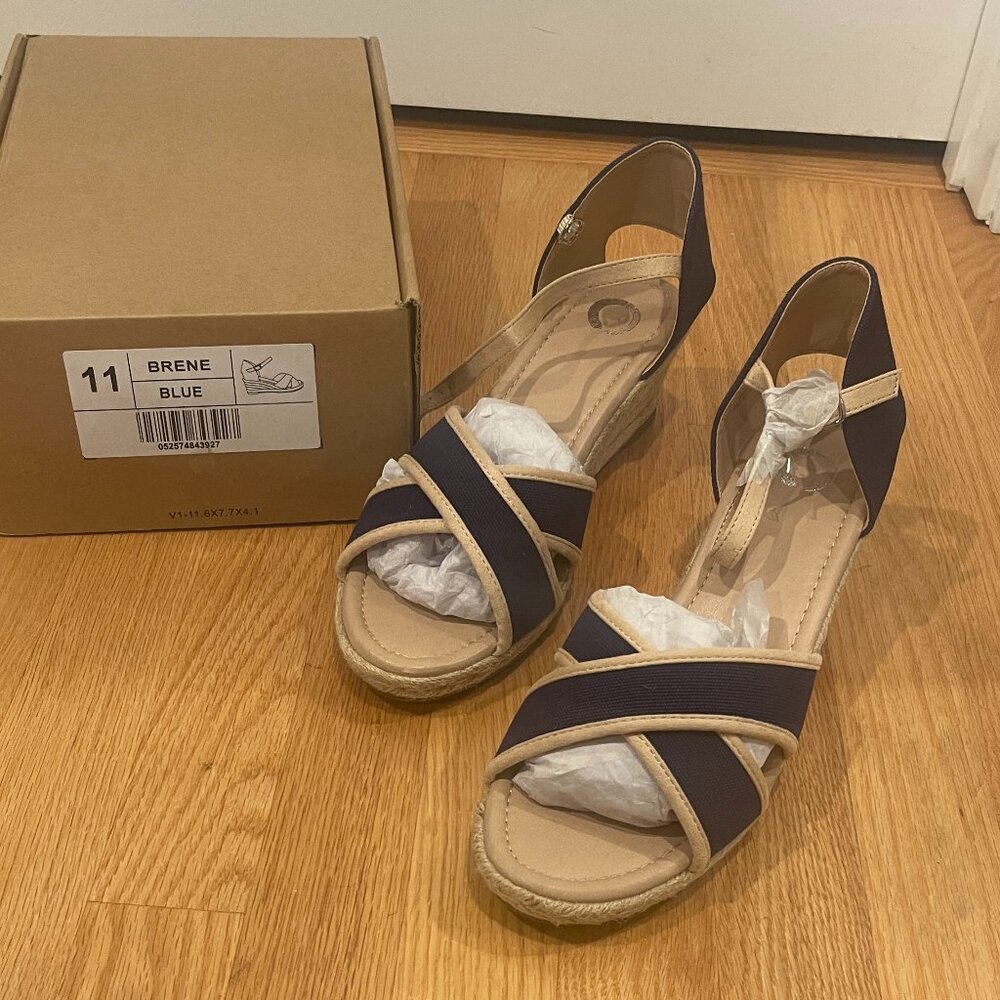NEW! JOURNEE COLLECTION Brene Espadrille Sandal - Navy BLUE Size 11